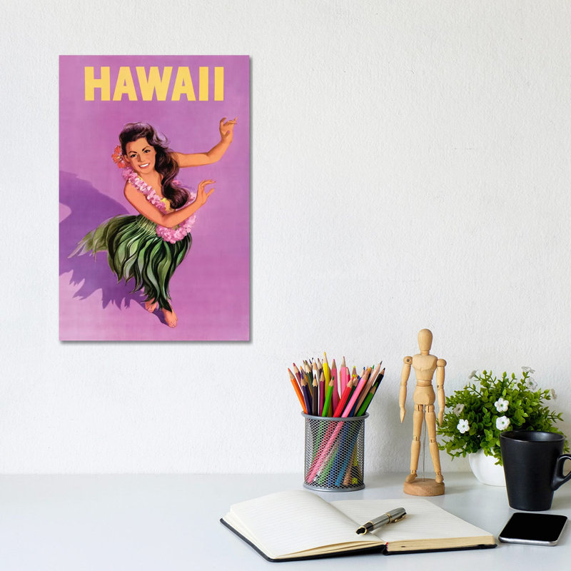 Hawaiian Hula Girl Vintage Travel Poster by Piddix - Wrapped Canvas Print, 20.32 cm H x 30.48 cm W