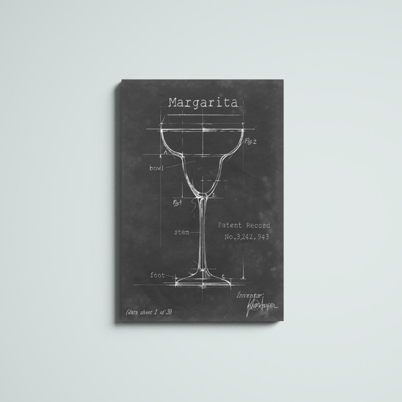 «Barware Blueprint VI» par Ethan Harpe - peinture sur toile tendue, H 36 po x l 24 po