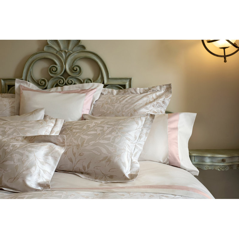 Argentario Sateen Duvet Cover, Pink/Khaki, Queen Duvet Cover