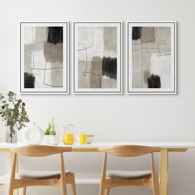 «Green Abstract Mid Century Modern Shapes Modern Modern Living Room Office Decor» 3 pièces