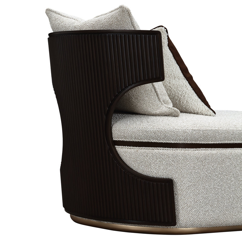 West Kensington Chaise - Buff/Seal Salt Caramel, Espresso Wood