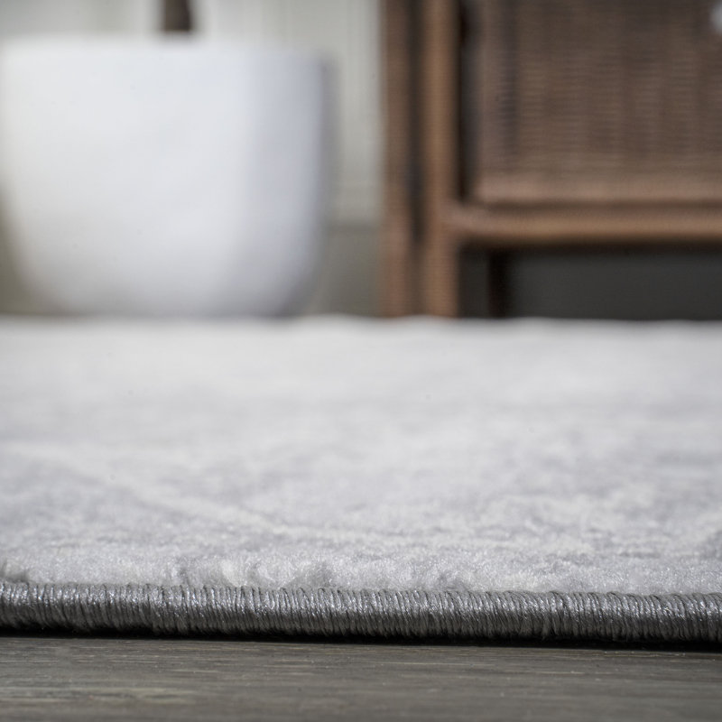 Modern Persian Vintage Medallion Gray Rug, Square 5'