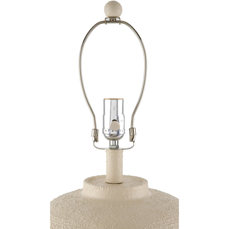 Cream Resin Table Lamp with Linen Shade