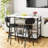 3-Piece Dining Table Set For Kitchen Breakfast Nook, Bar Table Set With Storage And Wine Shelves, With Counter Height Faux Marble Table And 2 Stools, Space Saving Bar Table And Chairs Set For Dining Room