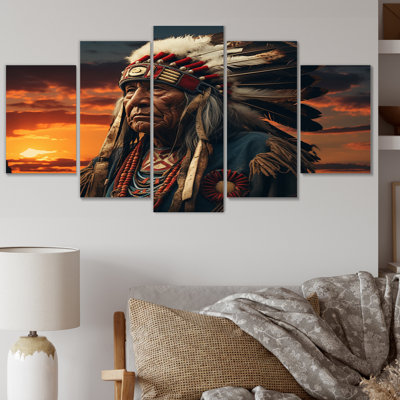 Native Art Ancestral Landscape III, reproduction d'art sur toile, 5 panneaux