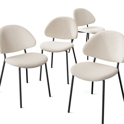 Ensemble de 4 chaises de salle à manger rembourrées blanches Boucle