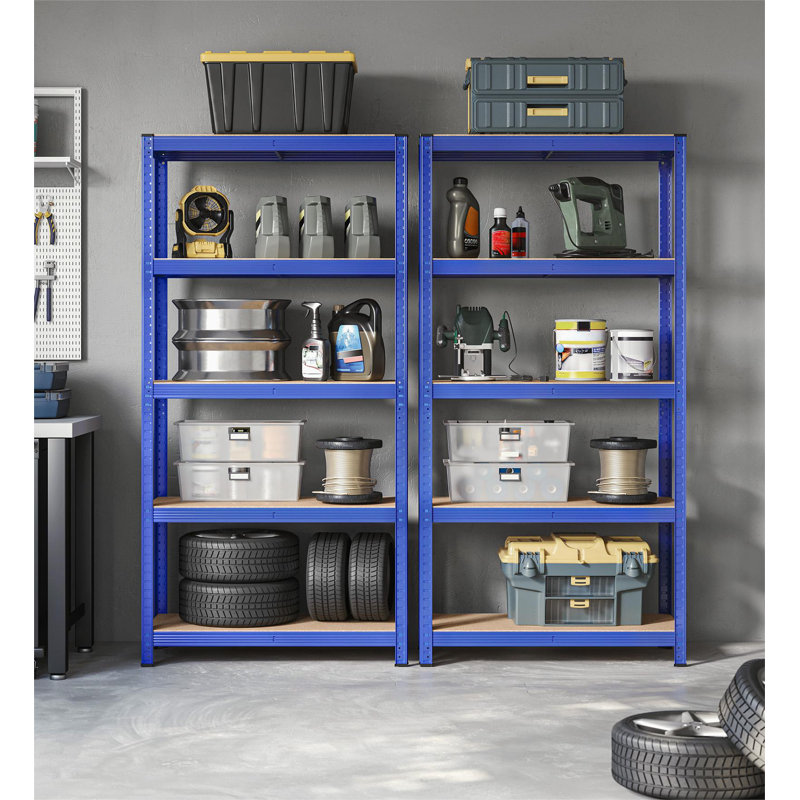 Kris Metal Height -Adjustable Shelving Unit, Blue, 200cm H x 40cm W x 90cm D
