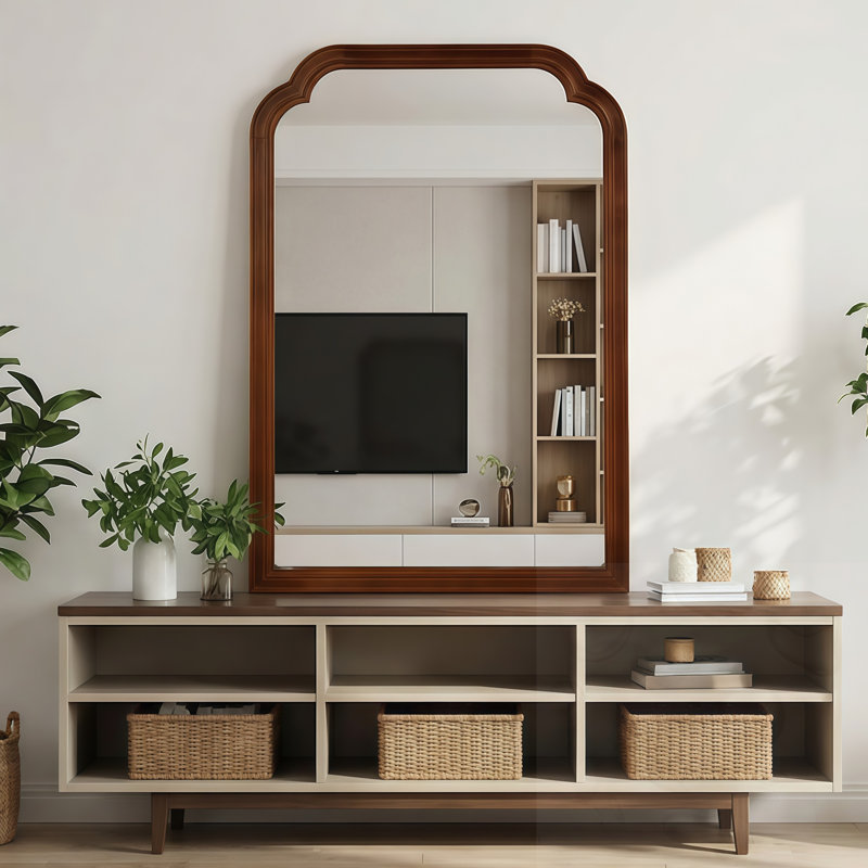 Miroir décoratif en bois, 30 po x 20 po, Noyer foncé
