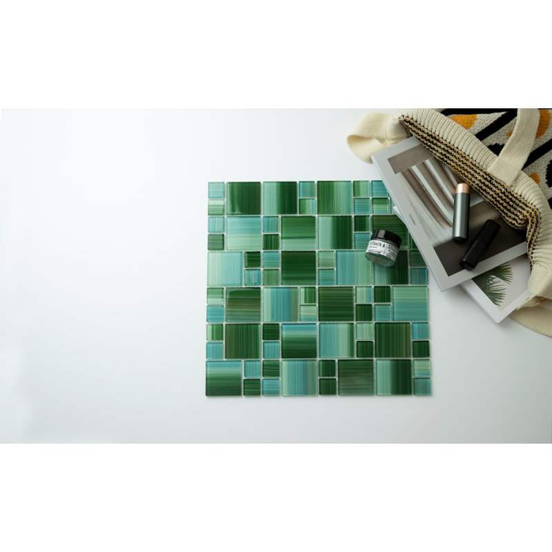 Carrelage mosaïque en verre pour piscine, Vert ruisseau