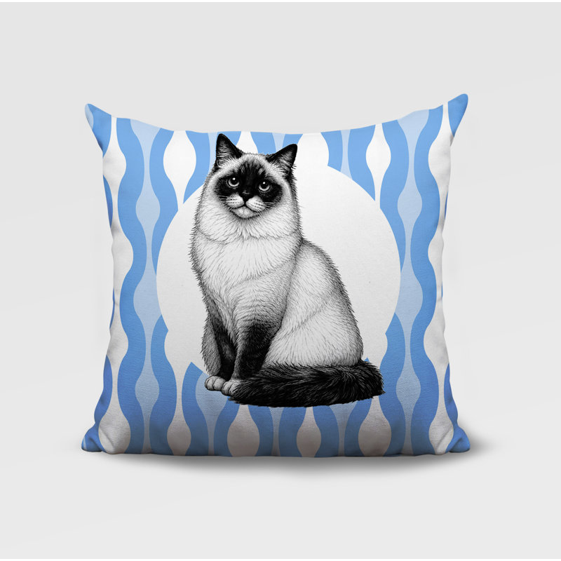 Oreiller réversible intérieur / extérieur Ragdoll Cat, 18x18, Corn Flower