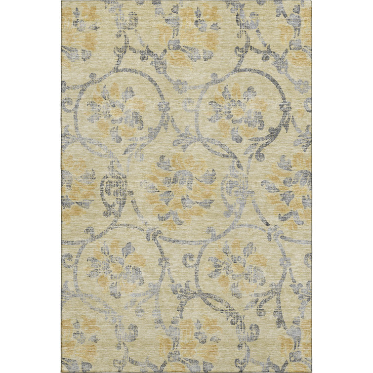 Premium Machine Washable Prisco Gold Rug