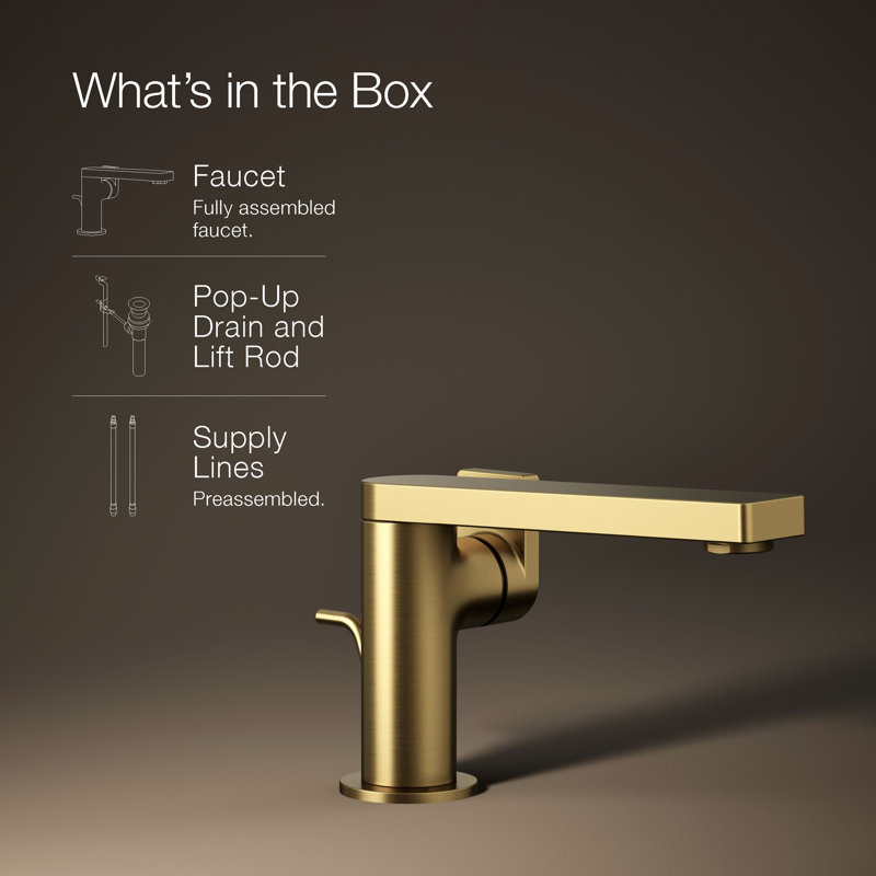 Composed® Single-Handle Bathroom Faucet with Drain Assembly, Vibrant Brushed Moderne Brass