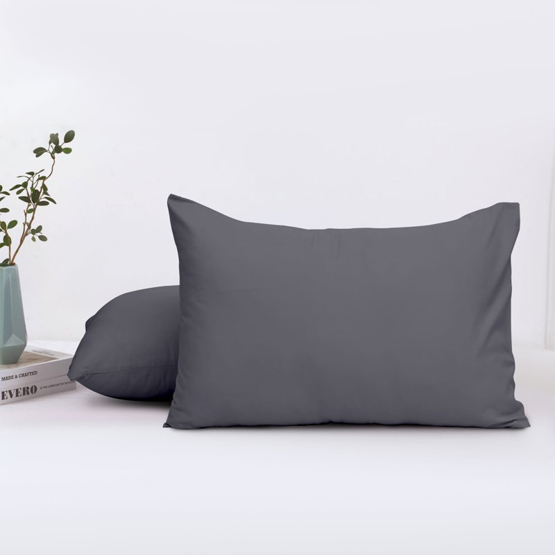 Brushed Microfiber Plain 100% Polyester Standard Size Pillowcase/Cover, Charcoal