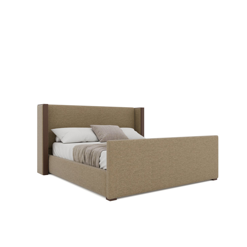 Irenne Luxe Footboard Low Upholstered Bed, Linen Mink, King