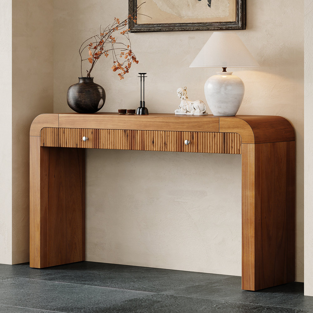 Latitude Run® Rustic Console Table with Fluted Drawer Fron, Entryway ...
