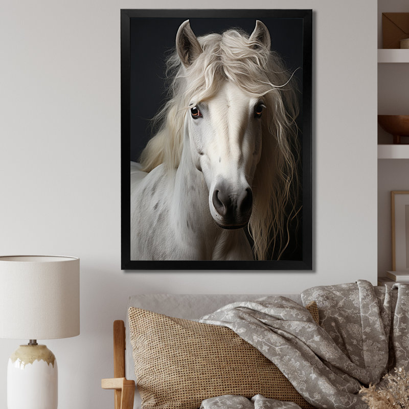 «White Horse Subdued Tones», reproduction sur toile, Cadre photo noir, H 20 po x l 12 po x P 1 po