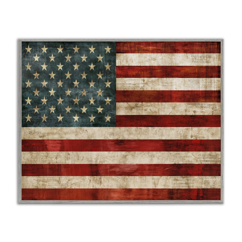 «US American Flag Wood Designed» par Luke Wilson, impression sur bois, Estampe numérique Farmhouse, H 16 po x l 20 po