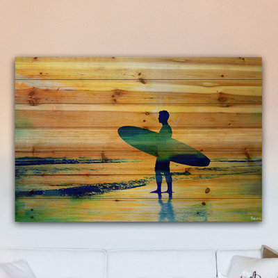 «Surf at Dusk» par Parvez Taj - Peinture sur bois