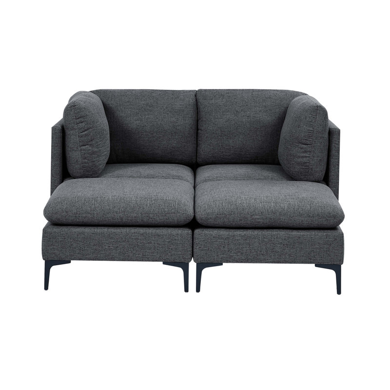 Canapé modulaire rembourré avec pieds en métal, Gris foncé