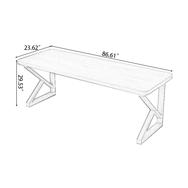 Bureaux rectangulaires en bois massif Burlywood, H 29,53 po x l 86,61 po x P 23,62 po