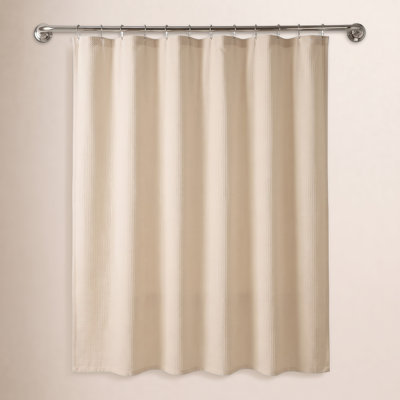 Waffle Textured Cotton Blend Shower Curtain