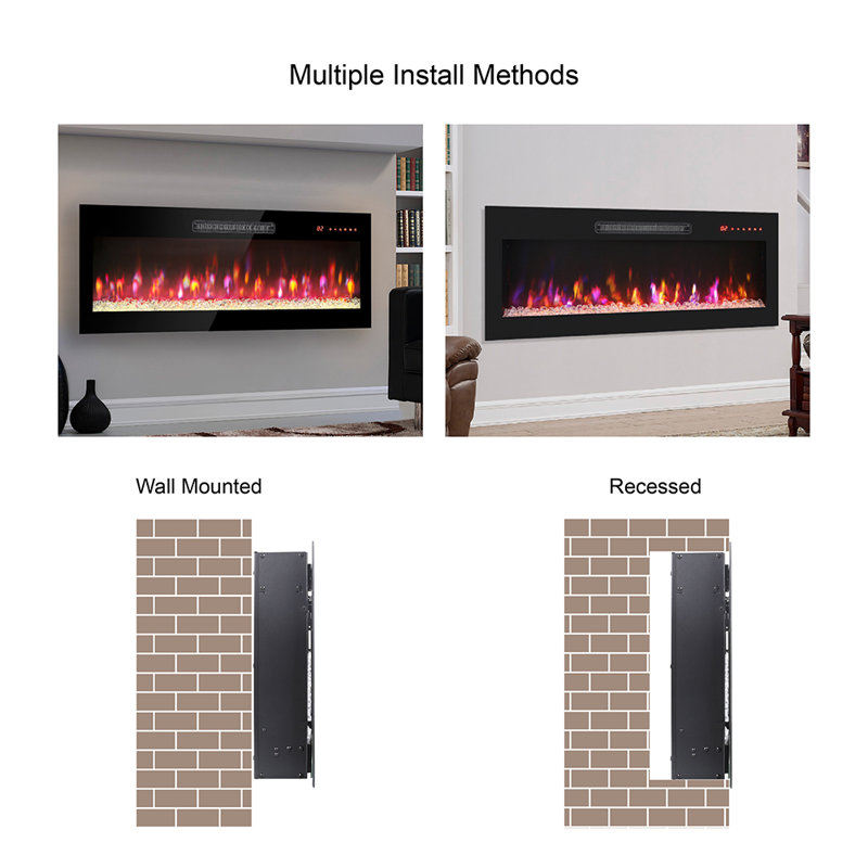 Harwyn 60'' W Metal Electric Fireplace Insert
