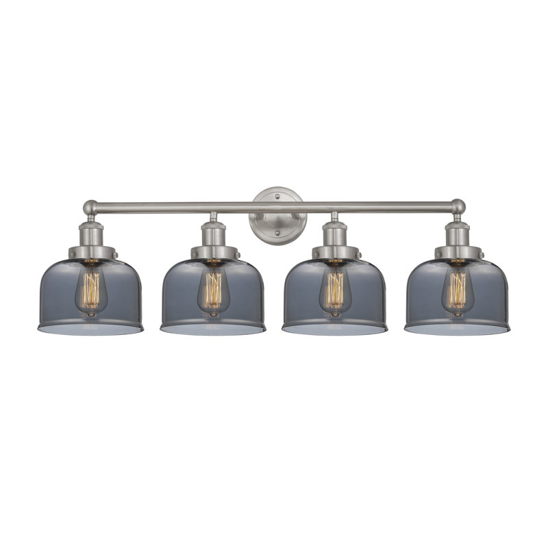 Éclairage pour meuble-lavabo à 4 lumières à intensité variable Annagene, Plaqué couleur fumée, Nickel satiné brossé