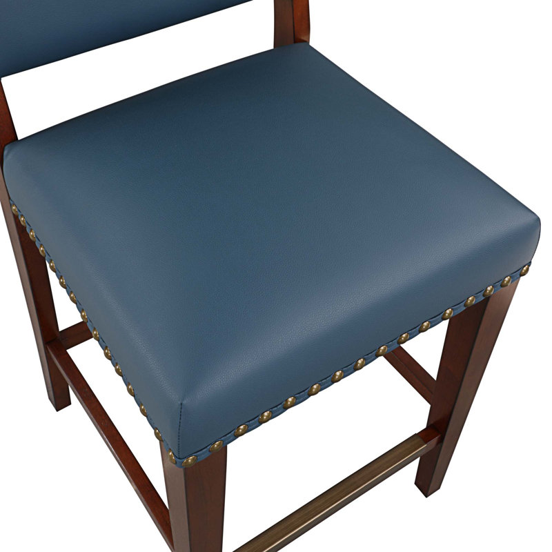 Revêtement de luxe Armandina, confort moderne et élégance classique, Bleu, Tabouret de comptoir (siège d'une hauteur de 26 p