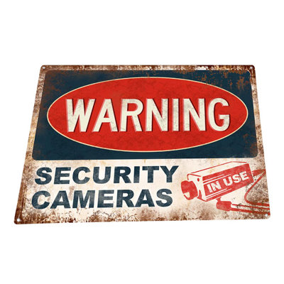 " Blue Warning Security Cameras "