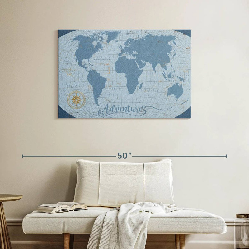 Carte du monde de Senne Adventures, H 26 po x l 39 po