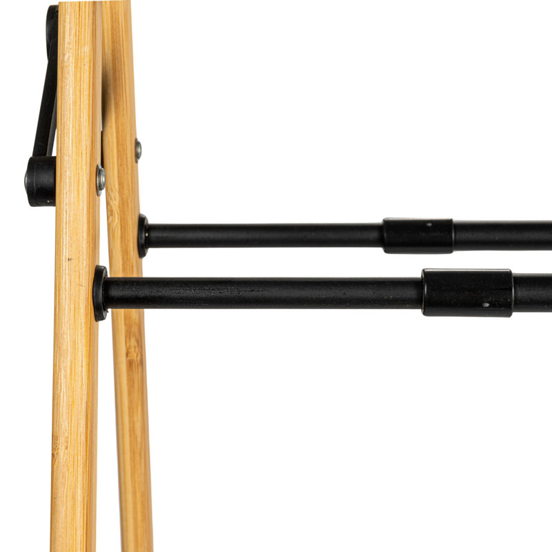 Natural Bamboo and Black Folding Clothes Drying Rack