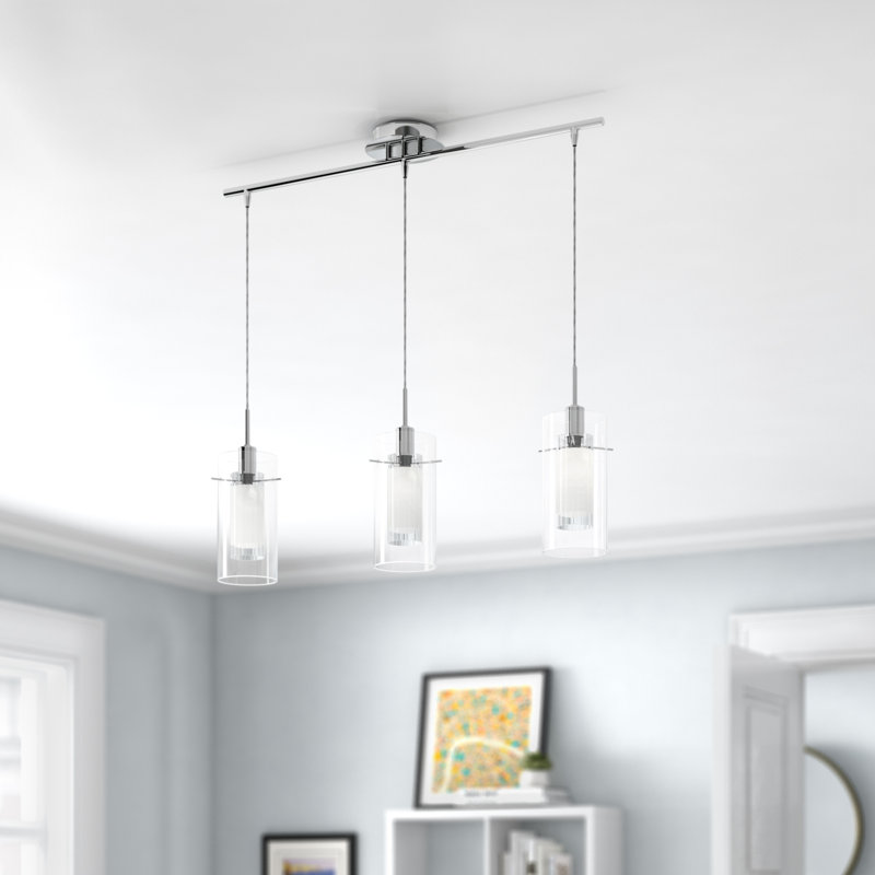 Luminaire suspendu pour îlot de cuisine 3 lumières Araceli, Transparent