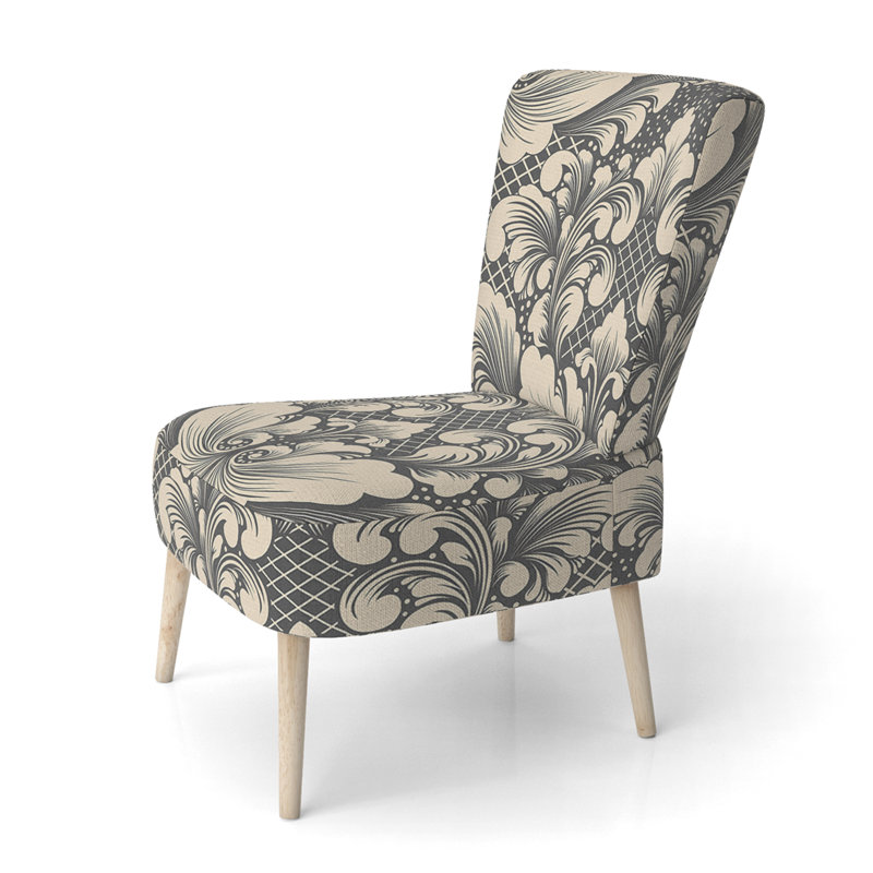 Chaise d'appoint rembourrée à motif en damas noir