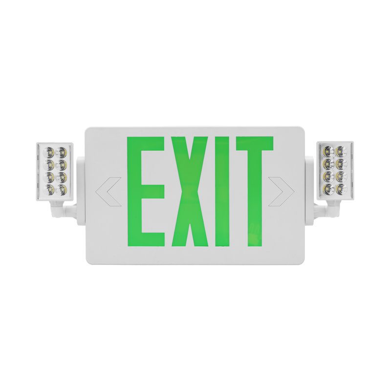 Slim Green LED Emergency Exit Sign with Battery Backup