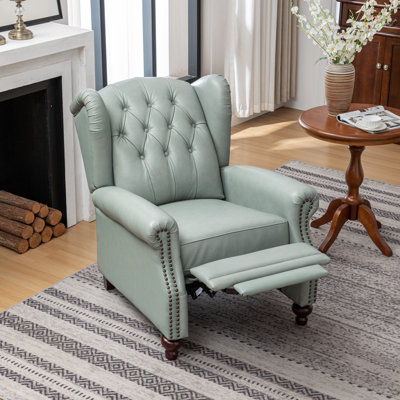 Almantas 31" Wide Genuine Leather Wing Chair Recliner by Lark Manor