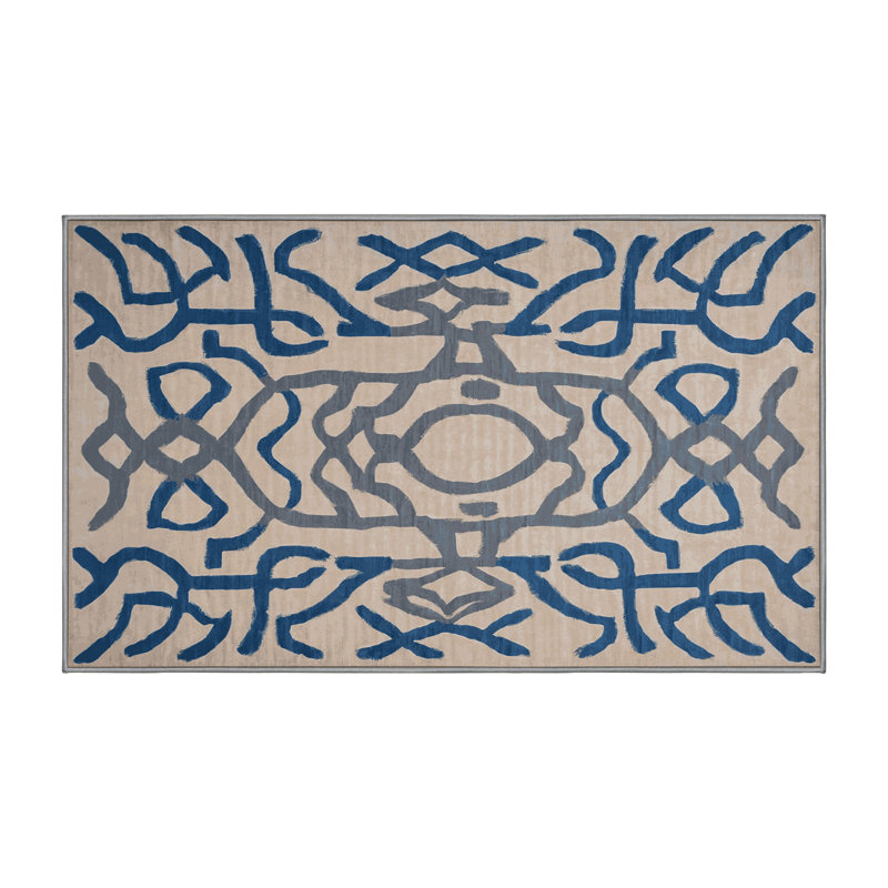 Machine Washable Gray Area Rug, Rectangle 5' x 8'