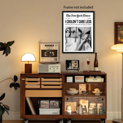 Black And White Girly Poster Retro Newspaper Wall Art Vintage Bar Cart Decor