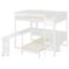 Lit mezzanine double en bois avec bureau, tablette de rangement de chevet, canapé et lumière, blanc-342107040