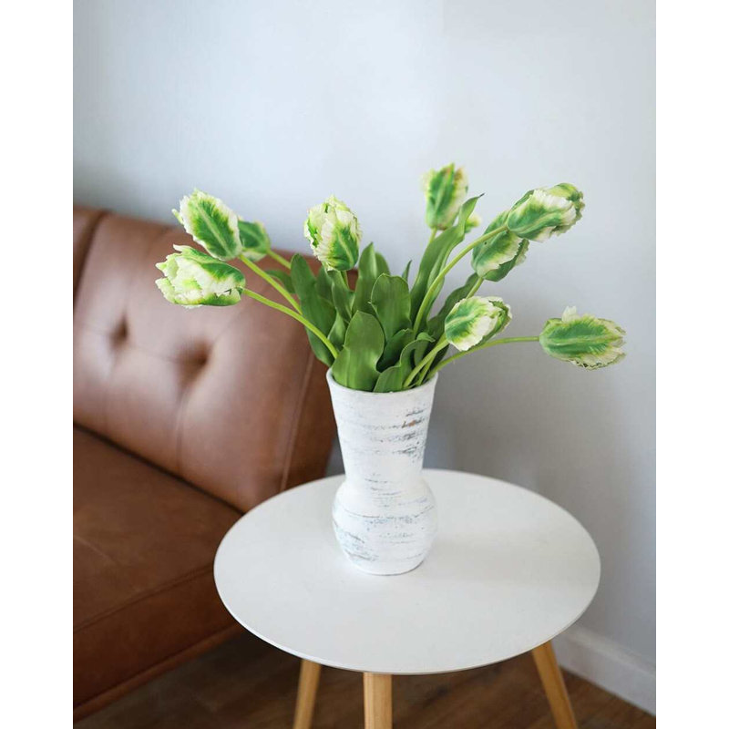 Real Touch Lemon Parrot Tulip 27", White