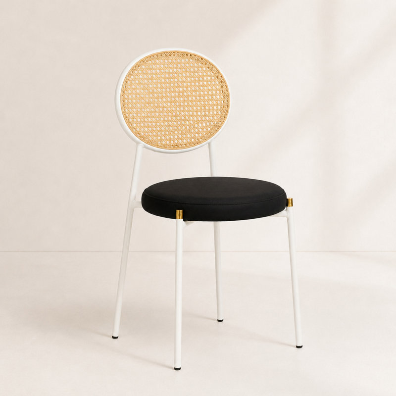 Chaise de salle à manger en rotin moderne Charlotta, chaise d'appoint Boho, 1, Gris anthracite