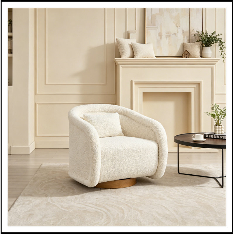 Fauteuil d'appoint pivotant avec assise rembourrée, White