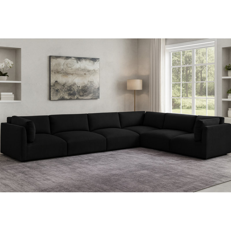Canapé modulaire réversible de coin Ittai, Tissu de polyester noir