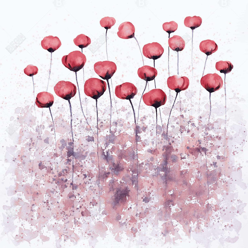 "Fleurs roses avec éclaboussures de peinture" sur toile