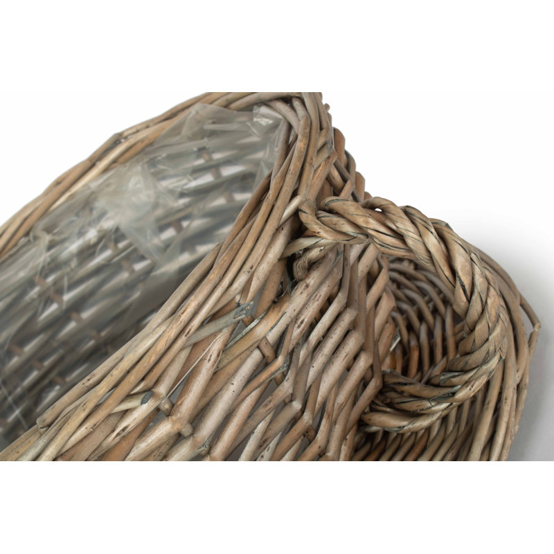 Wicker Tea Cup Shaped Lined Basket Planter