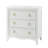 Farmhouse Assembly Required White 3-Drawer Dresser Chest, Vintage Nightstand With Bronze Metal Ring Handles