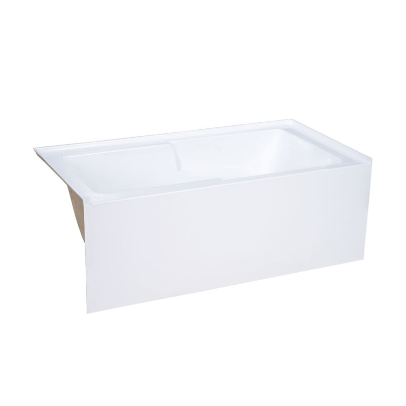 Voltaire 60" x 32" Left-Hand Drain Alcove Bathtub with Apron and Armrest, White, Left