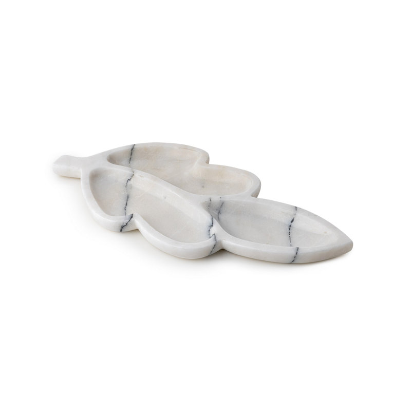 Elegant White Marble Platter, 14.2 x 6.7 x 0.8 inches | 100% Sicily Lila Marble, Perfect for Serving Appetizers & Desserts | Durable, Sturdy Design, Ideal for Entertaining and Home Decor