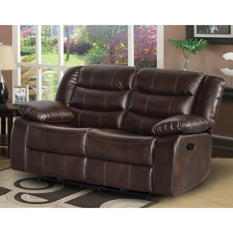 Pico 58.25'' Faux Leather Reclining Loveseat, Brown Faux Leather