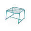 Ensemble de conversation extérieur 3 pièces avec structure en fer - 2 chaises en maille et 1 table d'appoint, fini bleu sarcelle mat