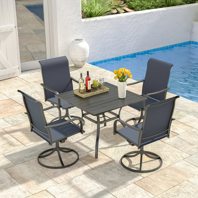 4 - Person Square Steel Outdoor Dining Set, Blue